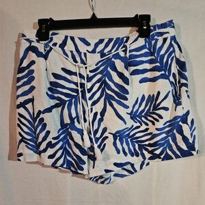 Marc New York Linen Beach Shorts With Rope Drawstring Blue Coral Size Small